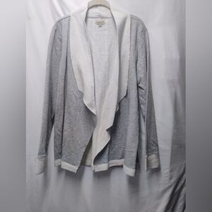 Cozy Two-Tone Shawl Collar Cardigan - Gray & Cream